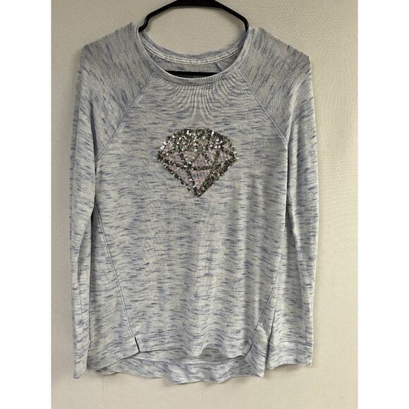 More Than Magic White & Blue Heather Diamond Sequin Sweatshirt Size XL-14/16 - Picture 1 of 3